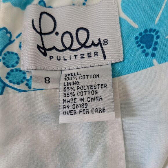 Vintage Lilly Pulitzer Dress Halter Mini 90S Y2K Tropical Floral Turtle Blue 8 - Picture 8 of 11